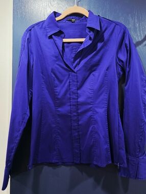 Hugo Boss: Bashina Side Zip Vibrant Blue Long-Sleeve Button-Down Shirt